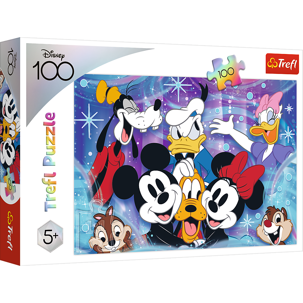 Puzzle 100 W świecie Disney jest wesoło MYSZKI MIKI KACZOR DONALD -  Hurtownia Biały