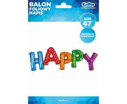 Balon Foliowy Napis Happy Kolorowy Cm Hurtownia Bia Y