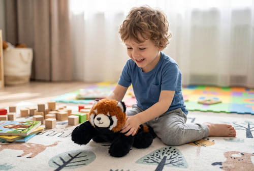 Maskotka PANDA RUDA mała poduszka obciążeniowa sensoryczna 2