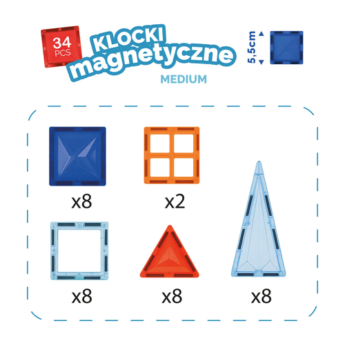 Klocki magnetyczne 34el 2