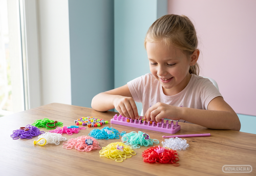 RAINBOW LOOM BANDS, magiczne gumki do zaplatania + krosno 2