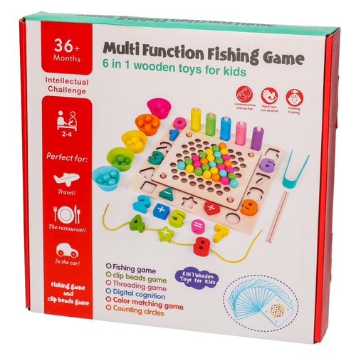 Układanka edukacyjna MONTESSORI 6w1 gra zręcznościowa drewniana 7