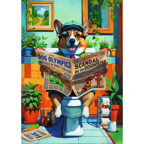Puzzle 1000 Corgi w Toalecie Premium Plus Quality 2