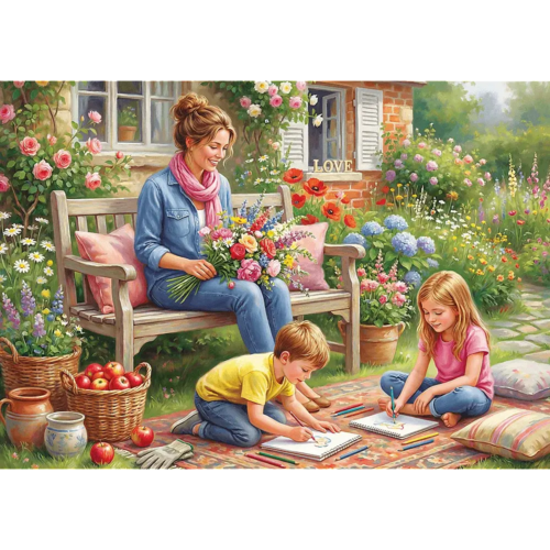 Puzzle 1000 Rodzina w ogrodzie Premium Plus Quality 2