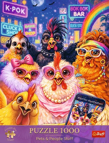 Puzzle 1000 Selfie z kurami Premium Plus Quality 3