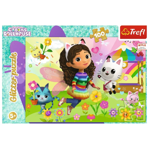Puzzle Glitter 100 Koci domek Gabby Brokatowa Gabby 4