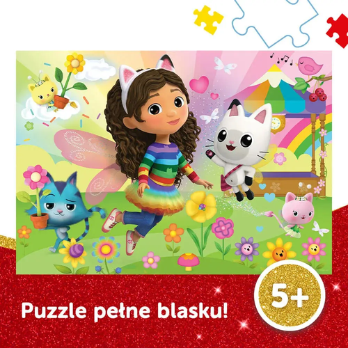 Puzzle Glitter 100 Koci domek Gabby Brokatowa Gabby 5