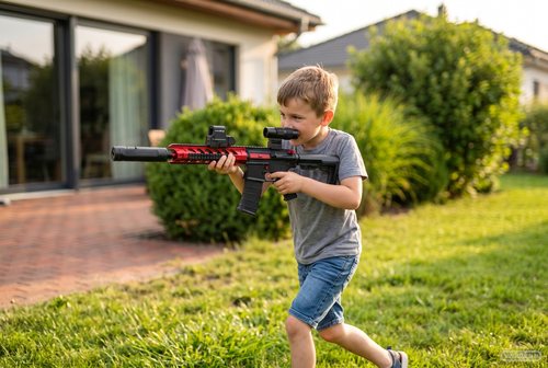 Pistolet na kulki żelowe karabin M4 z dymem akumulator, światło 2