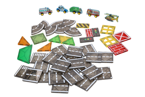 Klocki magnetyczne 5 pojazdów miejskich 50el 4