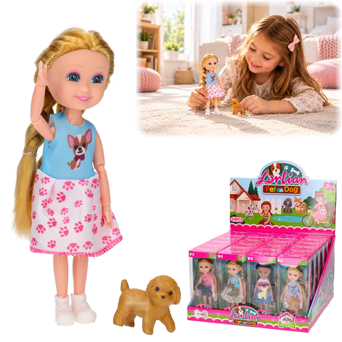 Mini lalka z pieskiem Lorlian ruchome ręce i nogi 2