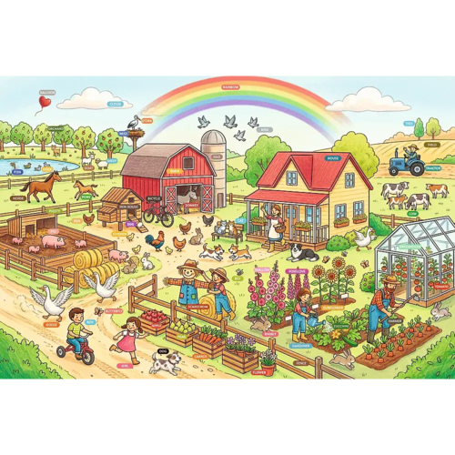 Puzzle edukacyjne 104 Rodzina Treflików Na wsi i w ogrodzie 2