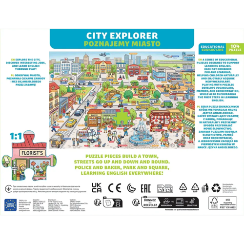 Puzzle edukacyjne 104 Rodzina Treflików Poznajemy miasto 3