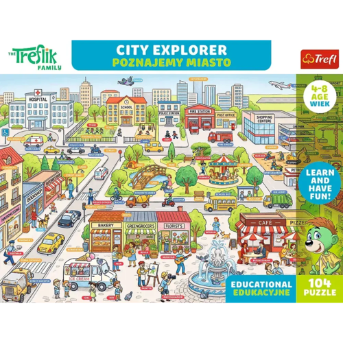 Puzzle edukacyjne 104 Rodzina Treflików Poznajemy miasto 4