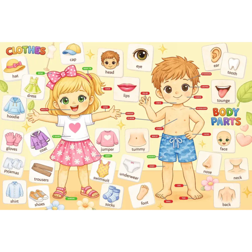 Puzzle edukacyjne 104 Rodzina Treflików Moje ciało i ubrania 2