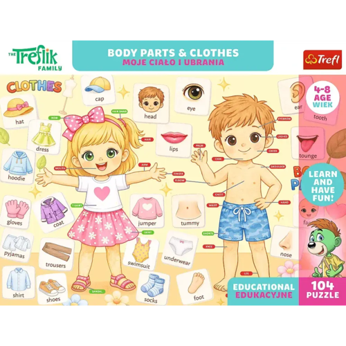 Puzzle edukacyjne 104 Rodzina Treflików Moje ciało i ubrania 4