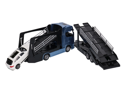 TIR laweta SCANIA 770S + Porsche Macan Burago model metalowy 1:43 3