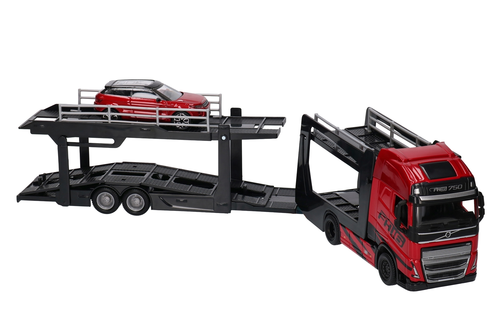 TIR laweta VOLVO FH16 + Land Rover Burago model metalowy 1:43 2