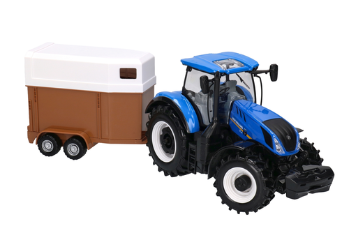 Traktor z przyczepą dla konia New Holland Burago model metalowy 1:32 2