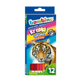 Kredki trójkątne BAMBINO + złota i srebrna kredka 10