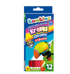Kredki trójkątne BAMBINO + złota i srebrna kredka 12