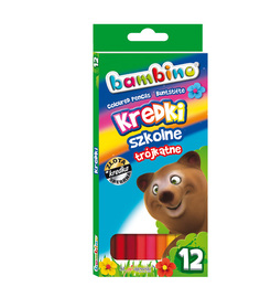 Kredki trójkątne BAMBINO + złota i srebrna kredka 14