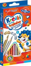 Kredki trójkątne BAMBINO + złota i srebrna kredka 5