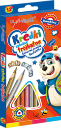 Kredki trójkątne BAMBINO + złota i srebrna kredka 6