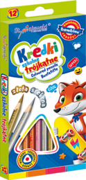 Kredki trójkątne BAMBINO + złota i srebrna kredka 7