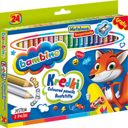 Kredki BAMBINO w drewnianej oprawie 24 kolory 2