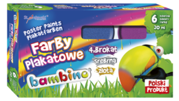 Farby plakatowe brokatowe BAMBINO 6 kolorów  2