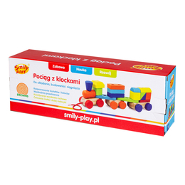 Drewaniany pociąg z klockami układanka SMILY PLAY 4