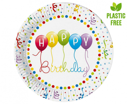 Talerzyki papierowe Happy Birthday BALONY 18cm 2