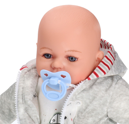 Lalka bobas z głosem 45cm szaro-zielone ubranko 4