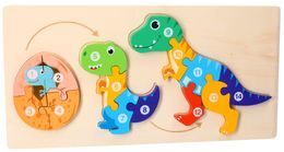 Układanka drewniana DINOZAUR Montessori - układanie po numerach 2