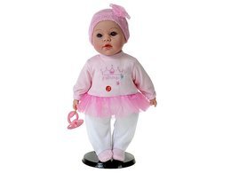 Lalka bobas 40cm mówi, śpiewa - rożowo-białe ubranko 6