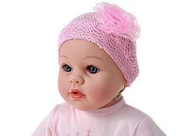 Lalka bobas 40cm mówi, śpiewa - rożowo-białe ubranko 8