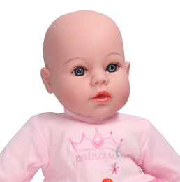 Lalka bobas 40cm mówi, śpiewa - rożowo-białe ubranko 5