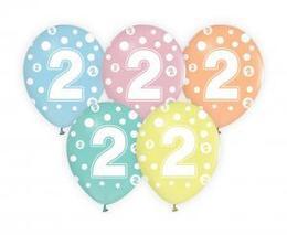 Balony z cyframi 2 na urodziny 5szt 2