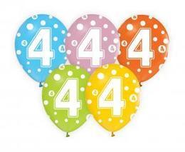Balony z cyframi 4 na urodziny 5szt 2