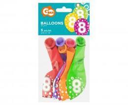 Balony z cyframi 8 na urodziny 5szt 2