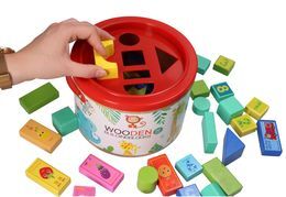 Klocki DREWNIANE 50el wiaderko sorter EKO 5
