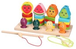 Układanka drewniana motoryczna łowienie + piramidka MONTESSORI 3