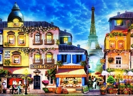 Puzzle 1000 drewniane Francuska uliczka PARYŻ 2