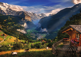 Puzzle 1000 Dolina Lauterbrunnen, Szwajcaria - Premium Plus Quality, Photo Odyssey 2