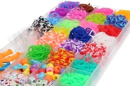 RAINBOW LOOM BANDS, magiczne gumki do zaplatania + koraliki, zawieszki MEGA ZESTAW 11