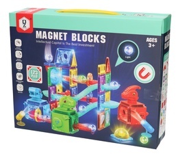 Klocki magnetyczne KULECZKOWY TOR 123el świecący 7
