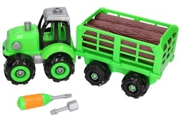 TRAKTOR do skręcania mały majsterkowicz - przyczepa z drewnem 4