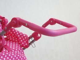 WÓZEK DLA LALEK różowy w białe kropki 7