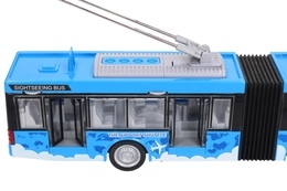Przegubowy autobus z otwieranymi drzwiami, dźwięki i światła - trolejbus 7