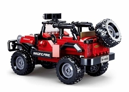 Klocki Sluban Model Bricks Auto Czerwony Samochód Terenowy 3